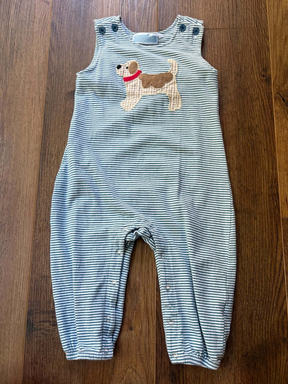 Trotter St. Baby Boy's Blue & White Striped dog  longall